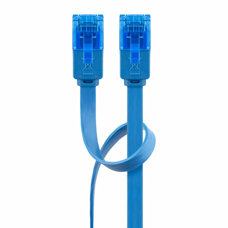 UTP CAT6A 10 Gigabit Netwerkkabel - plat - CU - 1 meter - Blauw - Afbeelding 2