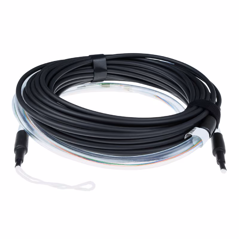 ACT Multimode indoor/outdoor kabel - 50/125 - OM3 - 12-voudig - LC Connectoren - 120 meter - Zwart