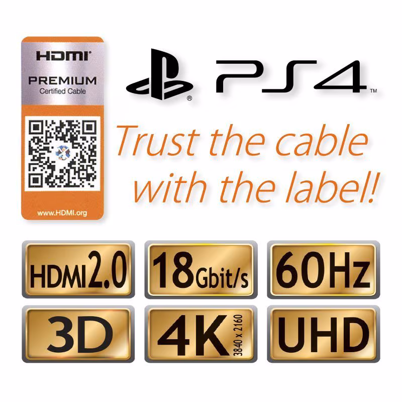 PS4 HDMI Kabel - Voor PlayStation 4 - HDMI 2.0 - Maximaal 4K 60hz - 2 meter - Afbeelding 2