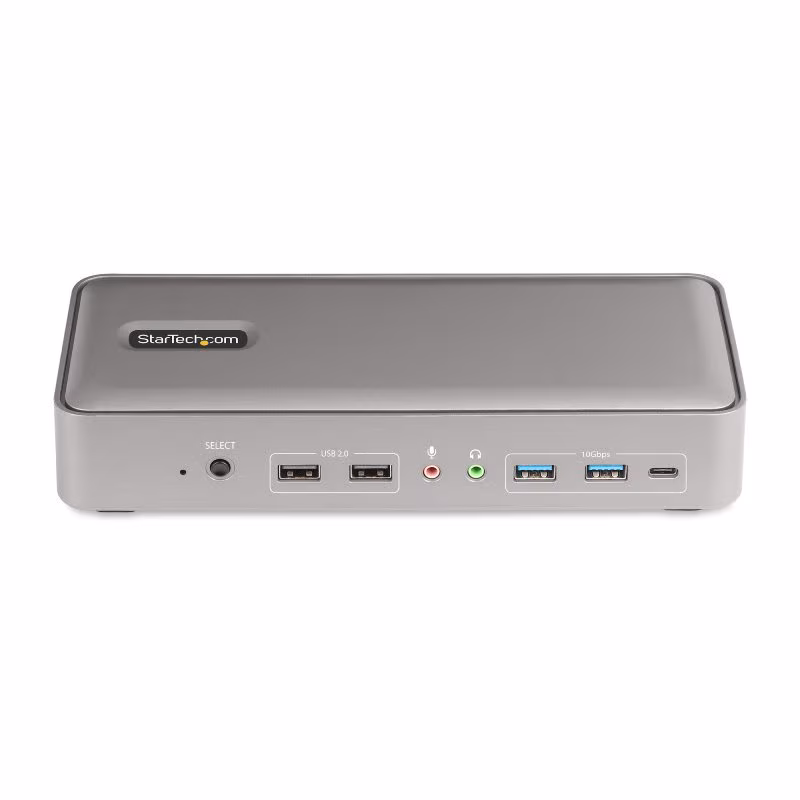 StarTech USB-C KvM Dock - 4x USB-A, 1x USB-C, 2x DP, RJ45, 2x 3,5mm - 2x USB-C host - Grijs - Afbeelding 2