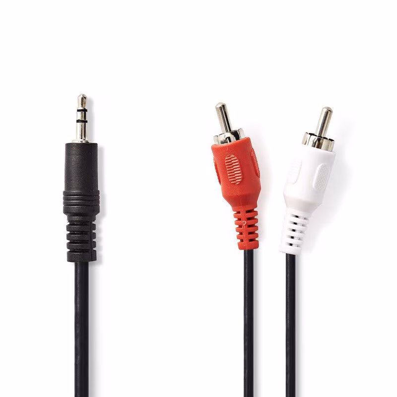 Stereo Tulp (m) - 3,5mm Stereo Jack (m) Kabel - 1,5 meter - Zwart - Afbeelding 3