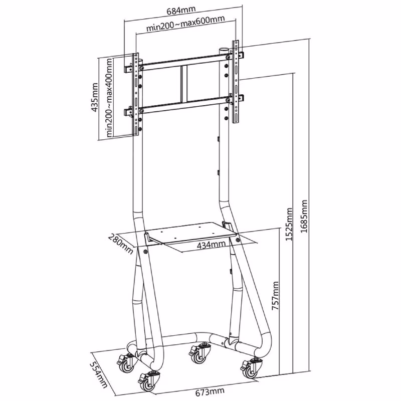 Verrijdbare TV wagen 37-80 inch - max 80kg - Afbeelding 4