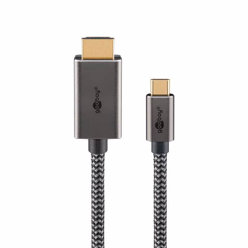 USB-C naar HDMI kabel - 4K 60Hz - Pro - 1 meter - Zwart/Zilver