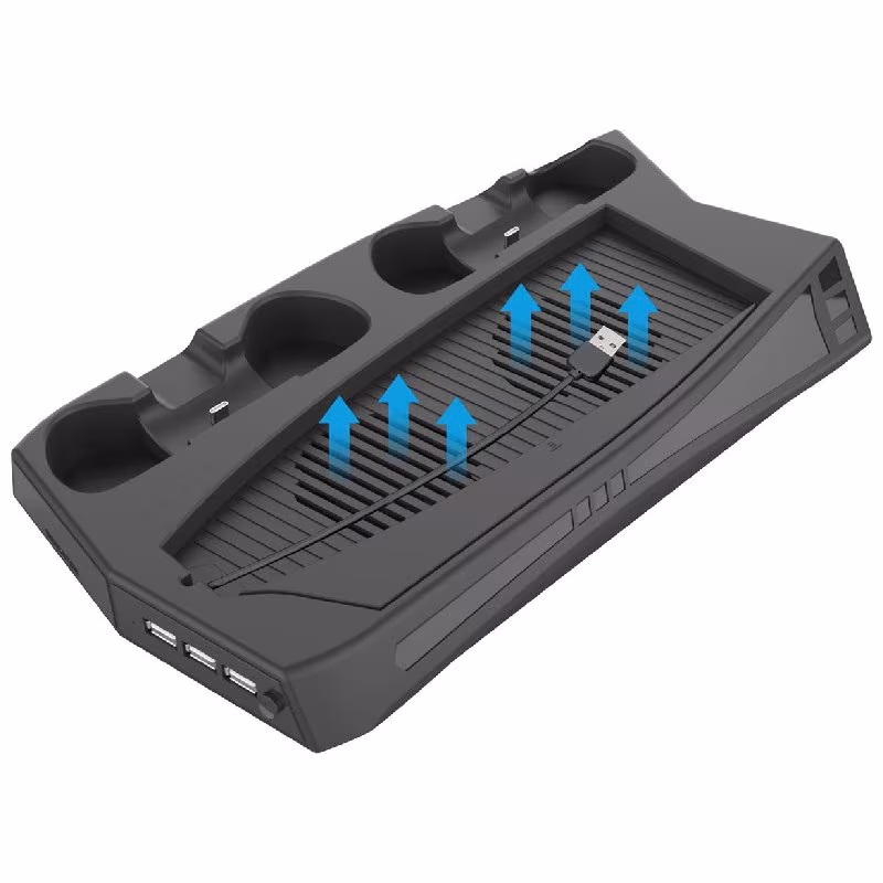 4-in-1 oplaadstation voor PlayStation 5 - 3x USB-A oplaadpoort - Koelventilatoren - Zwart/Wit - Afbeelding 4