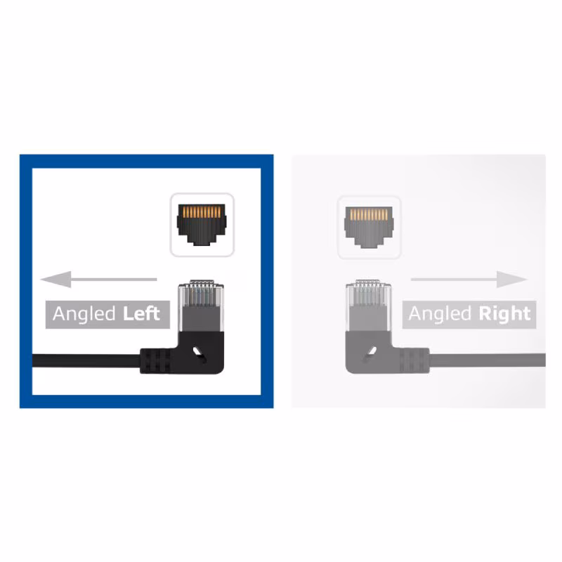 S/FTP CAT8.1 40 Gigabit Netwerkkabel - 1 kant haaks naar links - CU - 0,5 meter - Zwart - Afbeelding 2