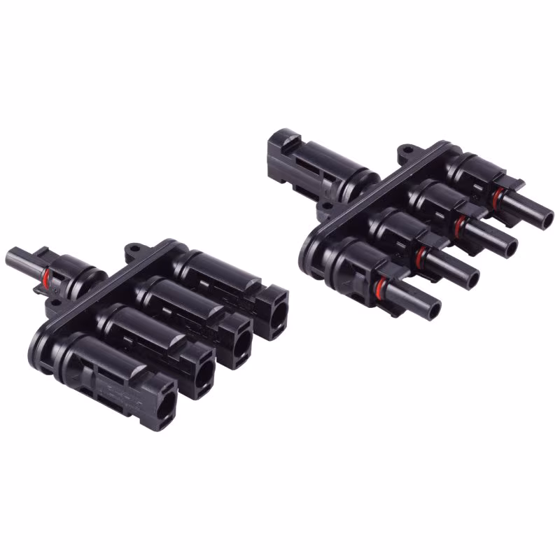 MC4 Solar Y-connector Set - 1x (m) naar 4x (v) en 1x (v) naar 4x (m) - Zwart