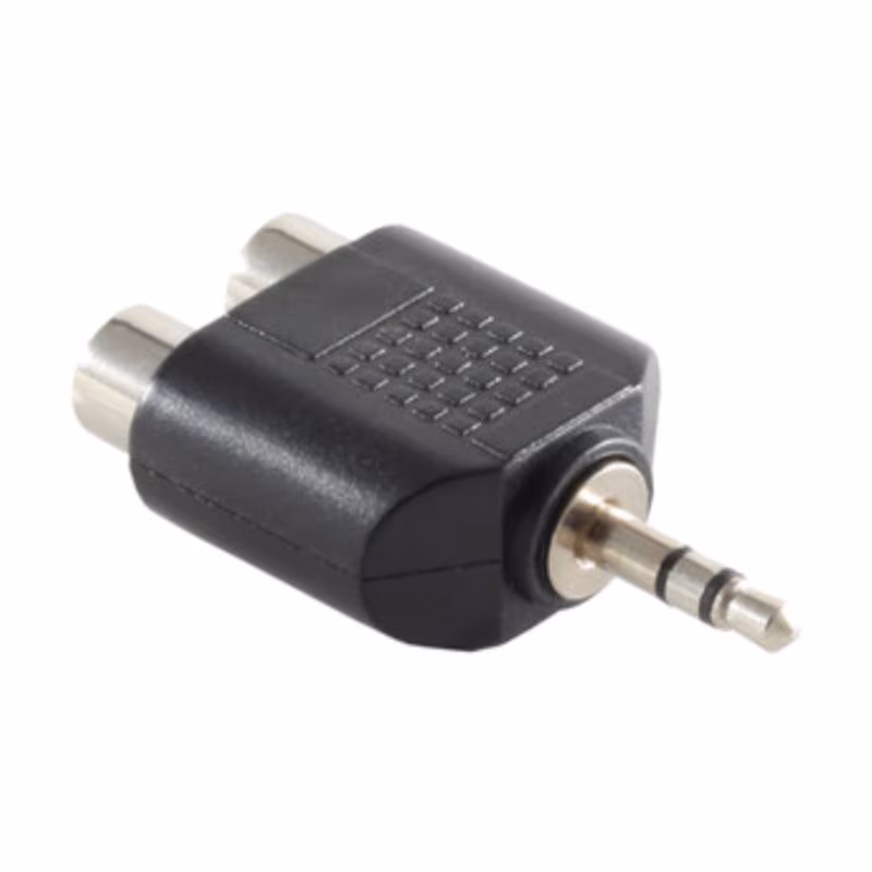 Stereo Tulp (v) - 3,5mm Stereo Jack (m) Adapter - Rood/Wit Accent - Zwart