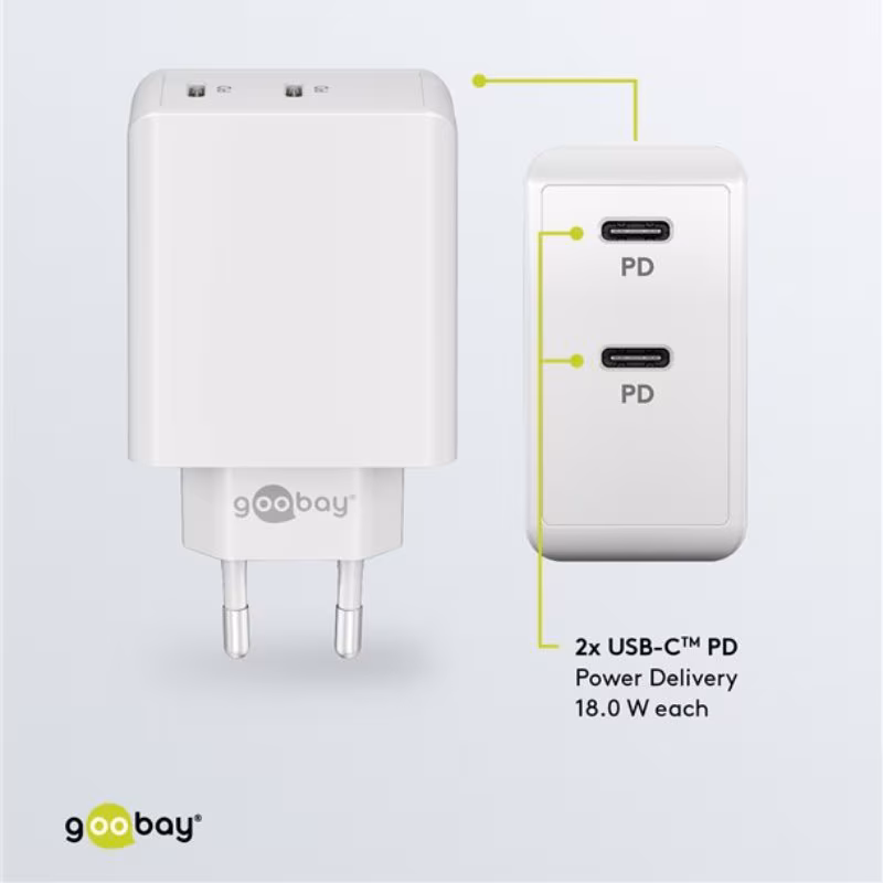 USB Oplader - 35W - 2x USB-C - PD - Wit - Afbeelding 5