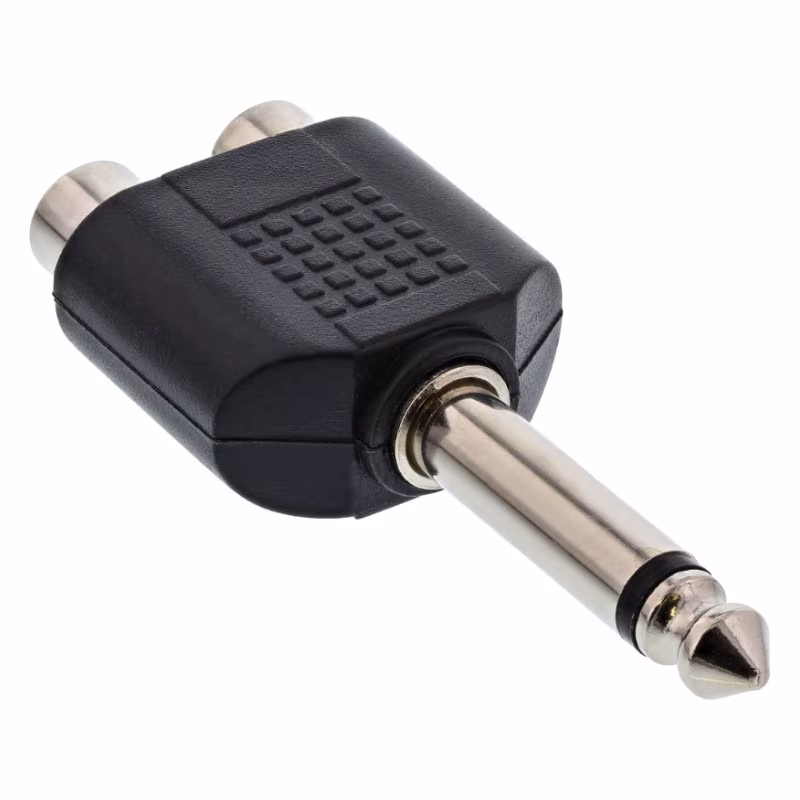 Stereo Tulp (v) - 6,35mm Mono Jack (m) Adapter - Zwart - Afbeelding 2