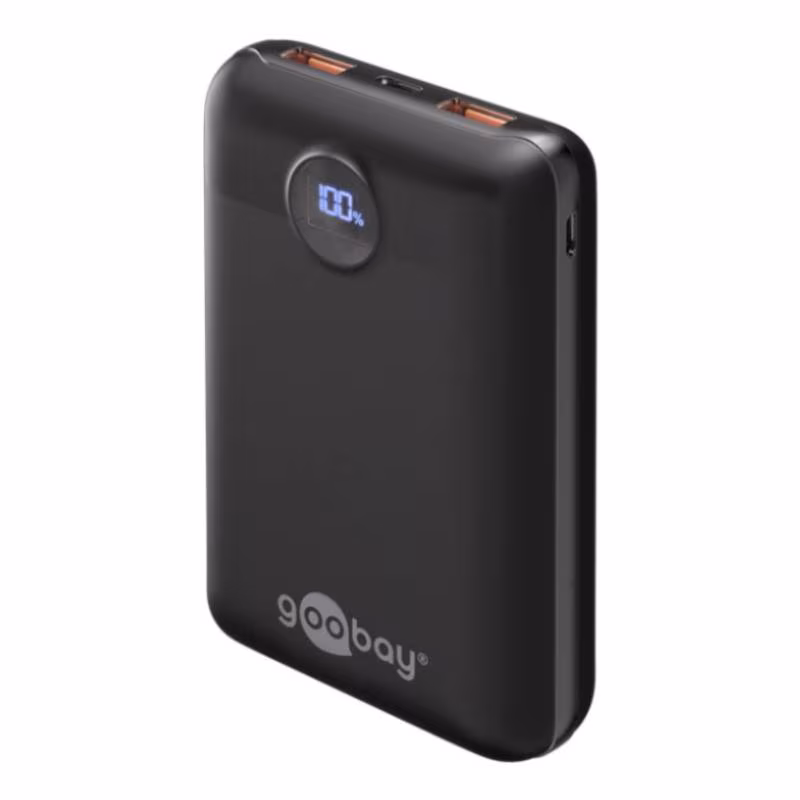 Power Bank - 20.000mAh - 22,5W Fast Charge - 2x USB-A en USB-C - Compact - Zwart