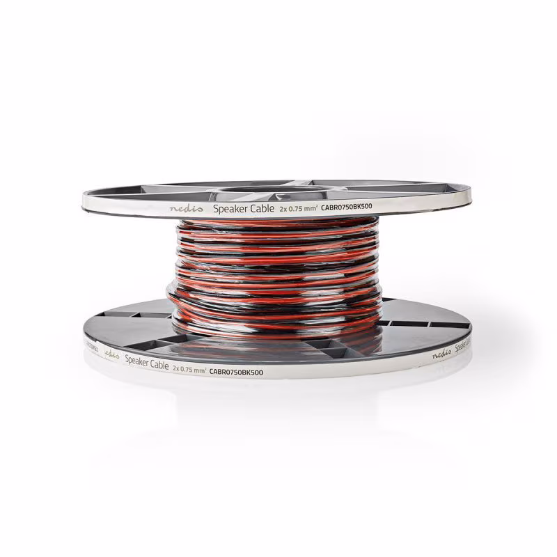 Luidsprekerkabel OFC 2 x 0,75mm2 - Zwart/Rood - 50 meter
