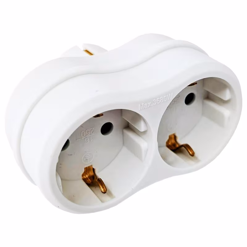 10-PACK Horizontale Stopcontact Splitter - Wave - Horizontale Stopcontacten - Randaarde - Wit - Afbeelding 2