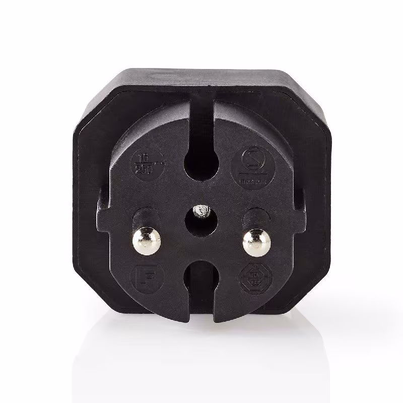 Horizontale Stopcontact Splitter - 2-voudig - Horizontale Euro Stopcontacten - Zwart - Afbeelding 3