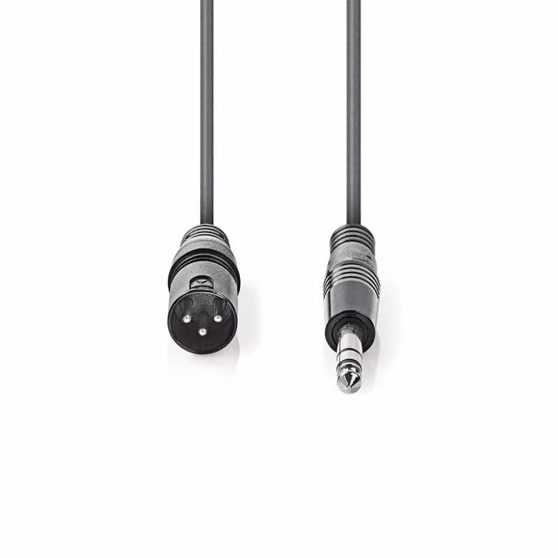 XLR 3-pin (m) - 6,35mm Stereo Jack (m) Kabel - 1,5 meter - Antraciet - Afbeelding 2