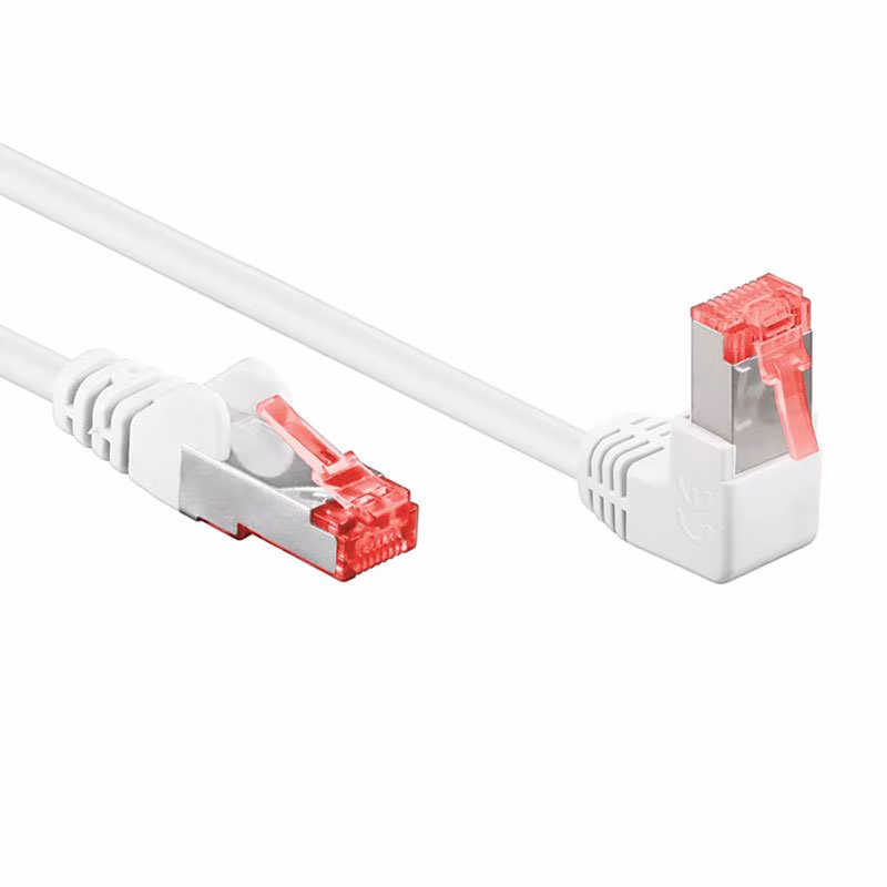 S/FTP CAT6 Gigabit Netwerkkabel - 1 kant haaks - CU - LSZH - 0,25 meter - Wit