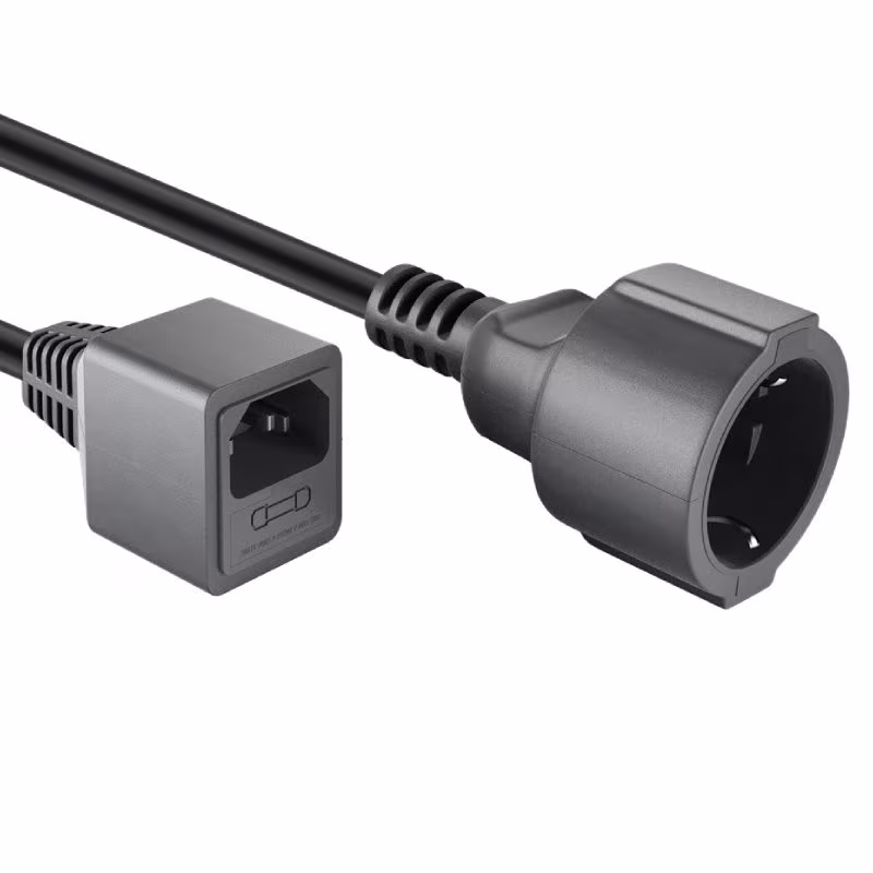 C14 - Schuko UPS Stroomkabel - Geaard - 3 x 1mm2 - Pro - 0,2 meter - Zwart