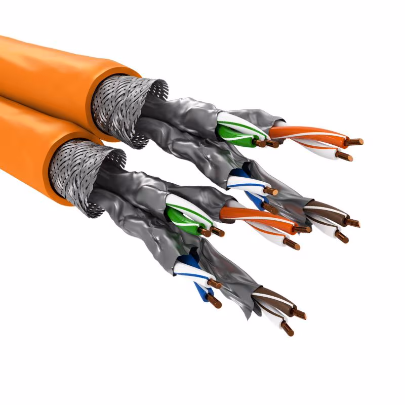 S/FTP CAT7A Duplex 10 Gigabit Netwerkkabel - CU - 23AWG - LSZH - Stug - 100 meter - Oranje