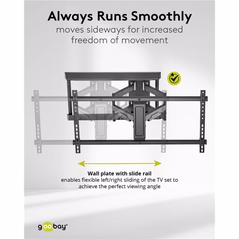 TV muurbeugel voor 43-90 inch schermen - Pro - Full Motion Draai- en Kantelbaar - Tot 60kg - Zwart - Afbeelding 4