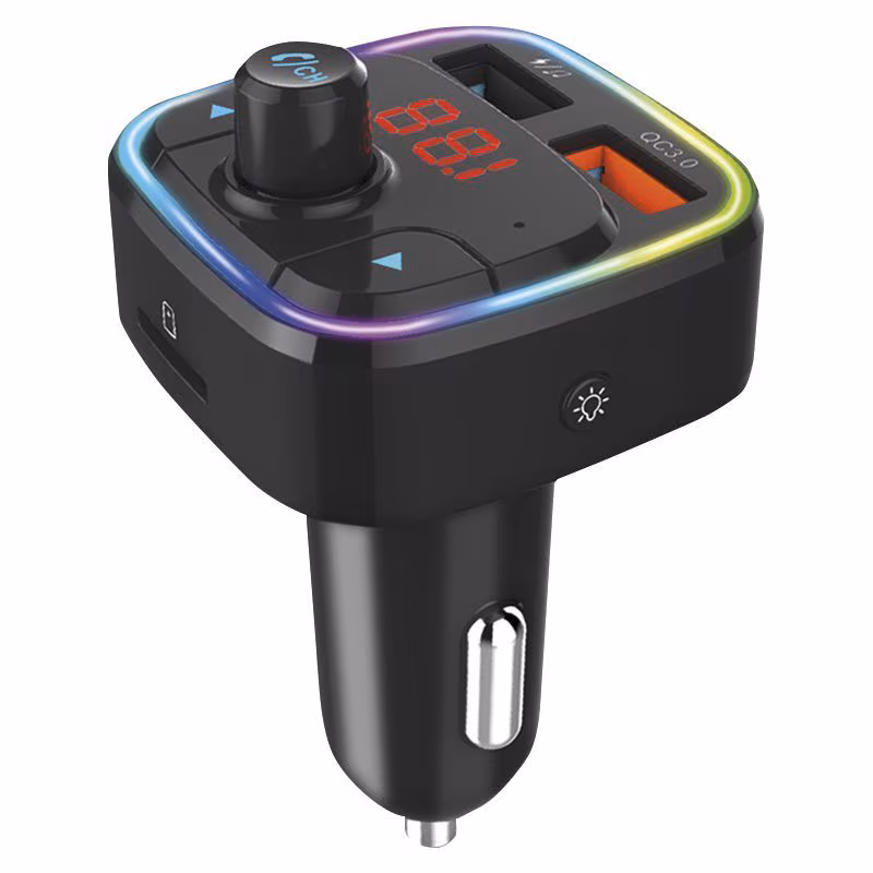 Carkit met FM-radio transmitter, USB oplaadpoort en Micro SD (v) - Zwart