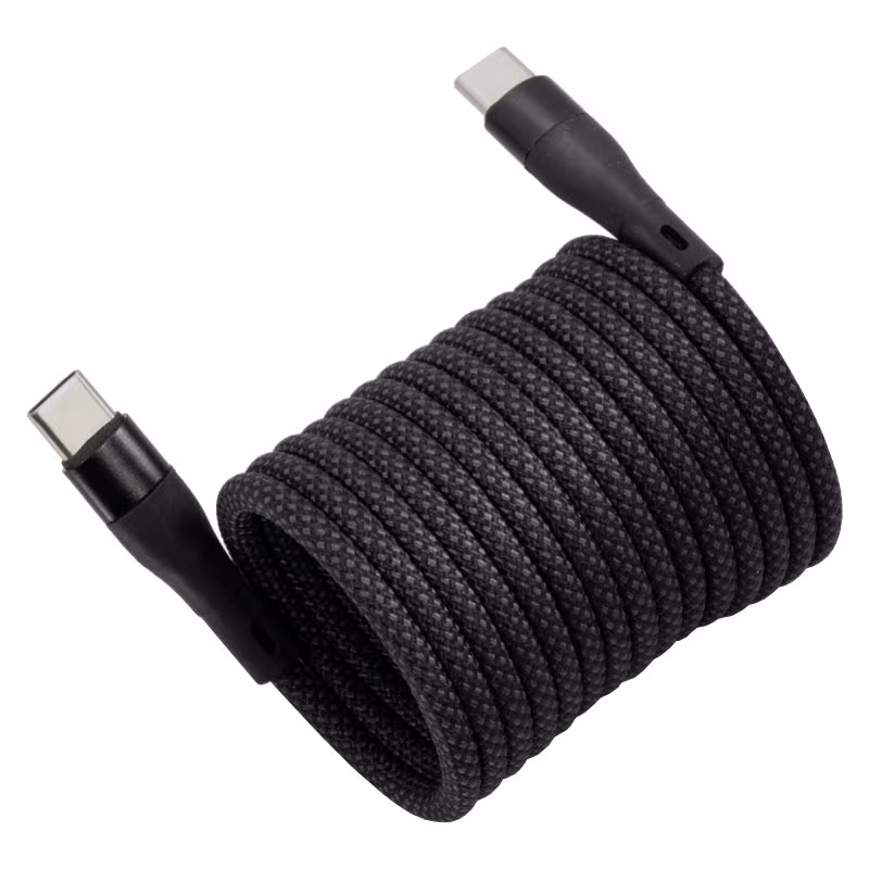 Magnetische USB-C Kabel - USB 2.0 - 100W PD - Nylon sleeve - 1,5 meter - Zwart - Afbeelding 2