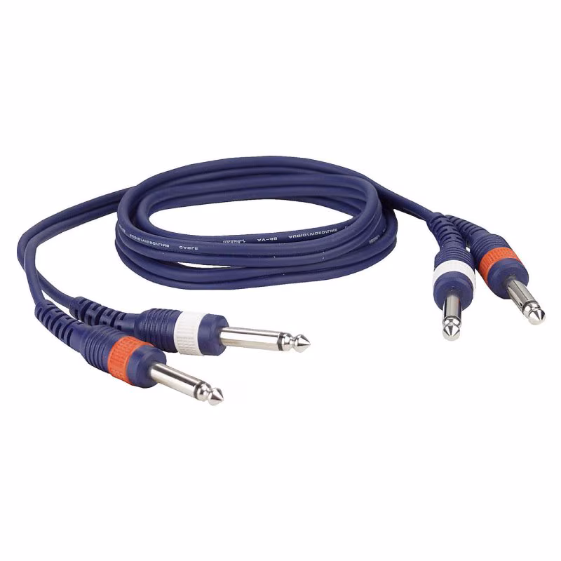 DAP 2x 6,35mm Mono Jack Kabel - 3 meter - Blauw