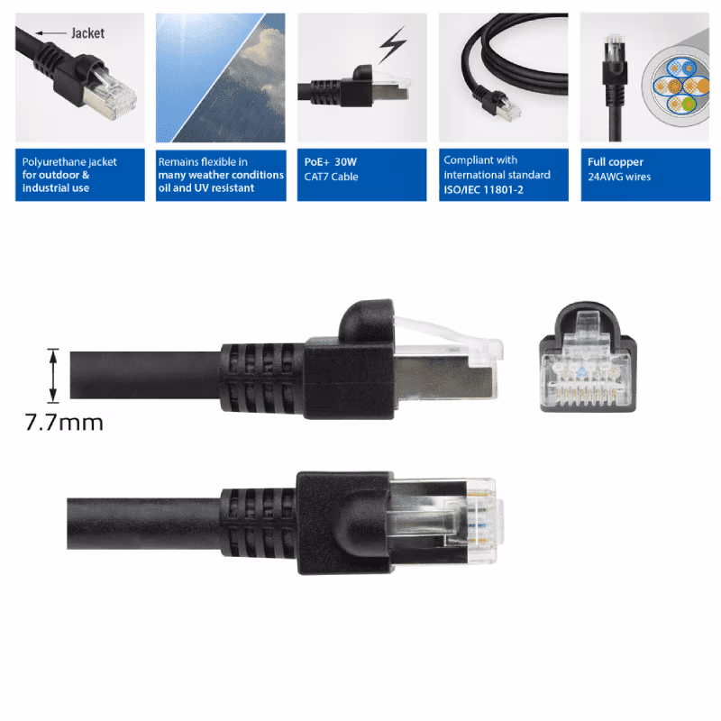 S/FTP CAT7 10 Gigabit PUR Flex Netwerkkabel - CU - 0,5 meter - Zwart - Afbeelding 5