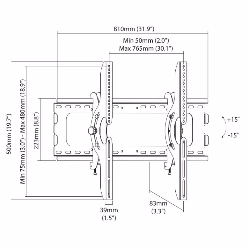 StarTech TV muurbeugel voor 32-75 inch schermen - Kantelbaar - Tot 75kg - Zwart - Afbeelding 6