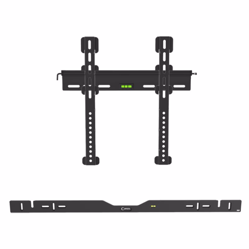Cavus TV muurbeugel voor 37-70 inch - Vast - Met muurbeugel voor Zwarte Sonos Arc - Tot 55kg - Zwart