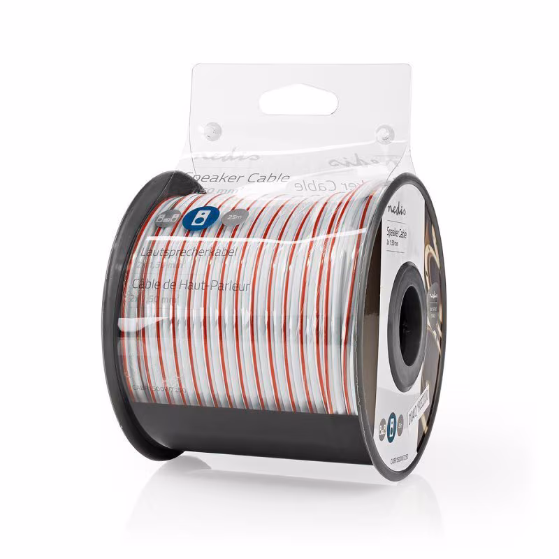 Luidsprekerkabel OFC 2 x 1,5mm2 - Wit - 25 meter