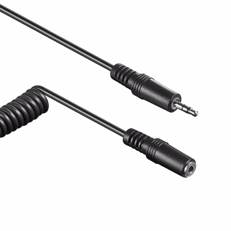 3,5mm Stereo Jack Verlengkabel - Gekruld - 5 meter - Zwart