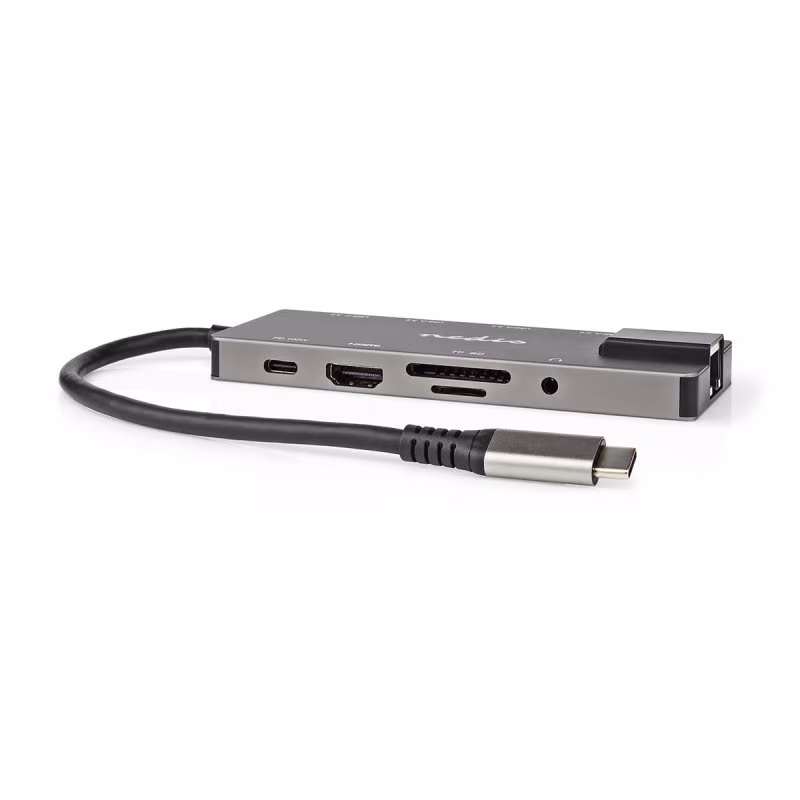 USB-C Multiport Adapter - USB 3.2 Gen 1 - 3x USB-A - 3,5mm - HDMI - RJ45 - 0,2 meter - Antraciet - Afbeelding 4