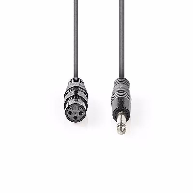 XLR 3-pin (v) - 6,35mm Mono Jack (m) Kabel - 5 meter - Antraciet - Afbeelding 2