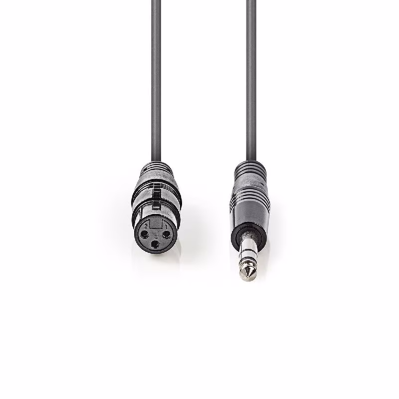 XLR 3-pin (v) - 6,35mm Stereo Jack (m) Kabel - 1,5 meter - Antraciet - Afbeelding 2