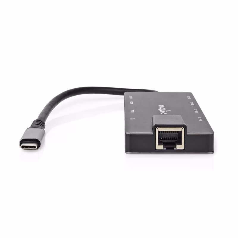 USB-C Multiport Adapter - USB 3.2 Gen 1 - 3x USB-A - 3,5mm - HDMI - RJ45 - 0,2 meter - Antraciet - Afbeelding 2
