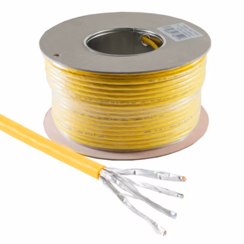 S/FTP CAT7A+ 10 Gigabit Netwerkkabel - CU - 22AWG - LSZH - Stug - 500 meter - Geel
