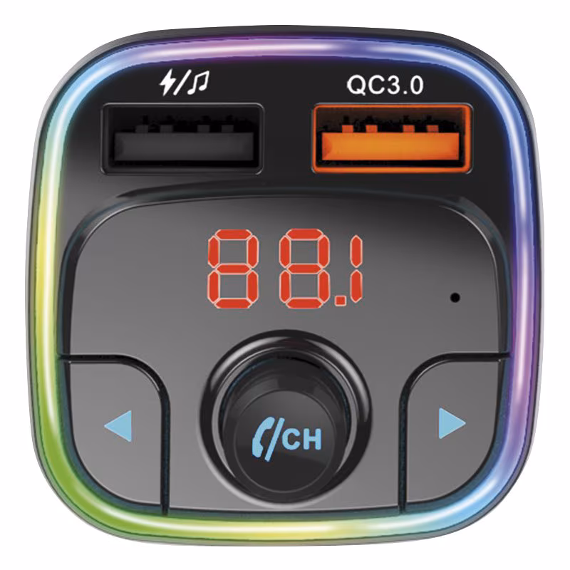 Carkit met FM-radio transmitter, USB oplaadpoort en Micro SD (v) - Zwart - Afbeelding 2