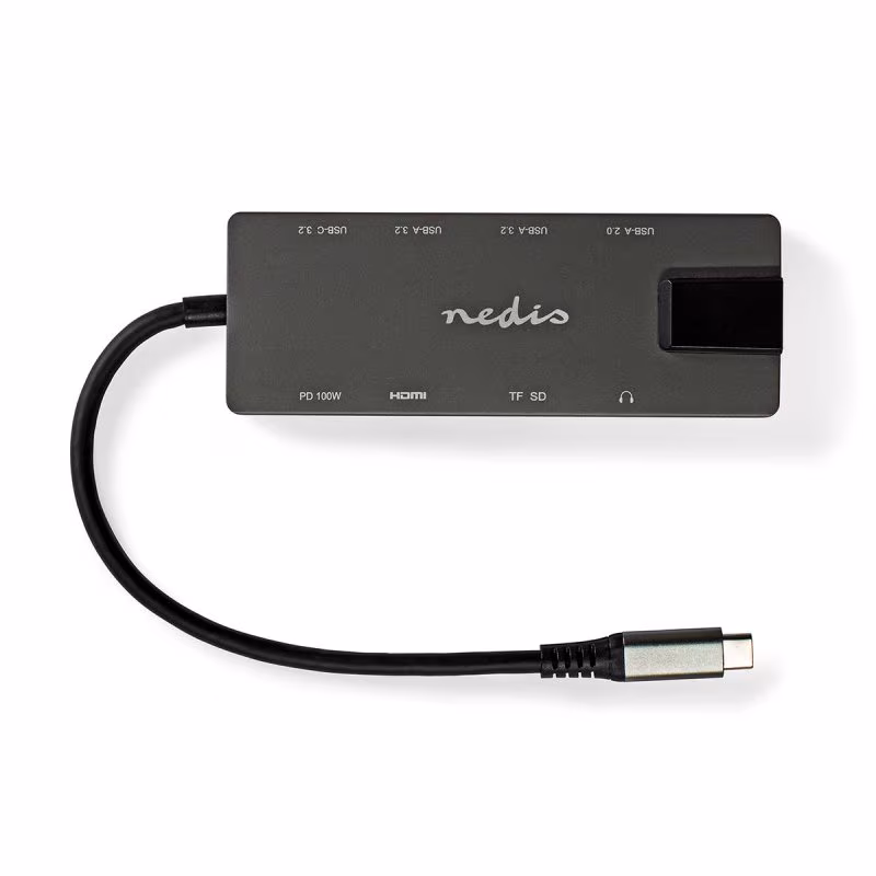 USB-C Multiport Adapter - USB 3.2 Gen 1 - 3x USB-A - 3,5mm - HDMI - RJ45 - 0,2 meter - Antraciet - Afbeelding 5