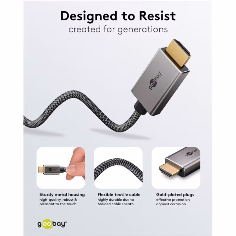 USB-C naar HDMI kabel - 4K 60Hz - Pro - 1 meter - Zwart/Zilver - Afbeelding 4