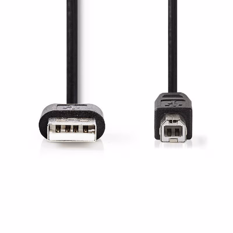 USB-A naar USB-B Aansluitkabel - USB 2.0 - 3 meter - Zwart - Afbeelding 2