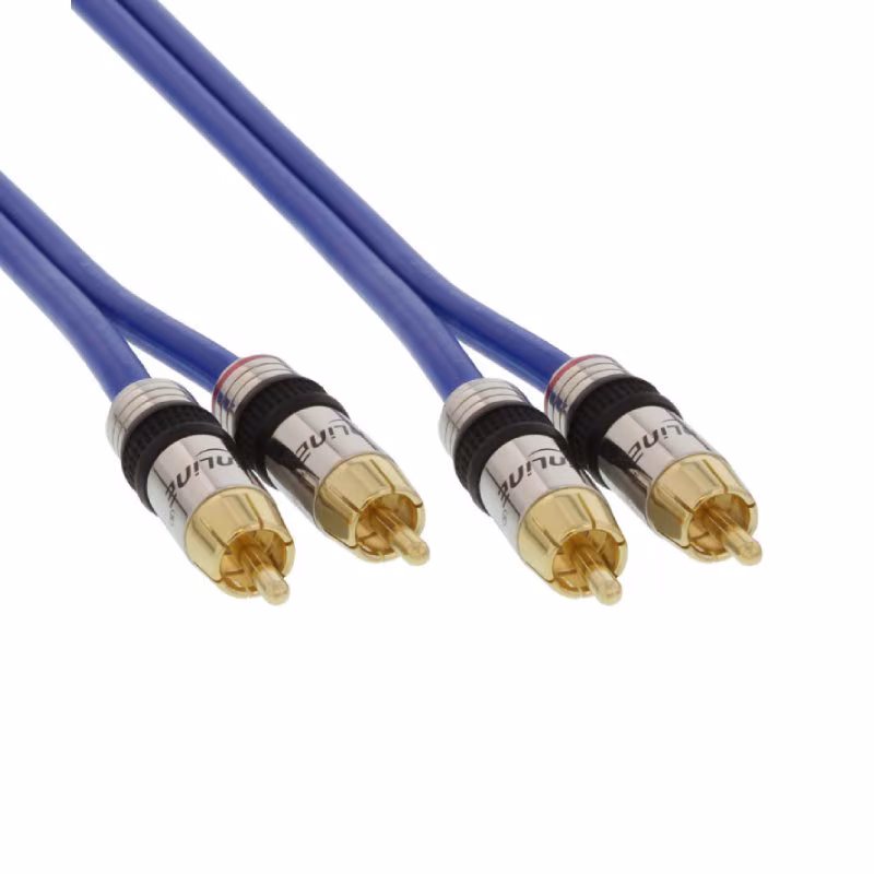 Stereo Tulp Kabel - Verguld - Premium - 20 meter - Blauw