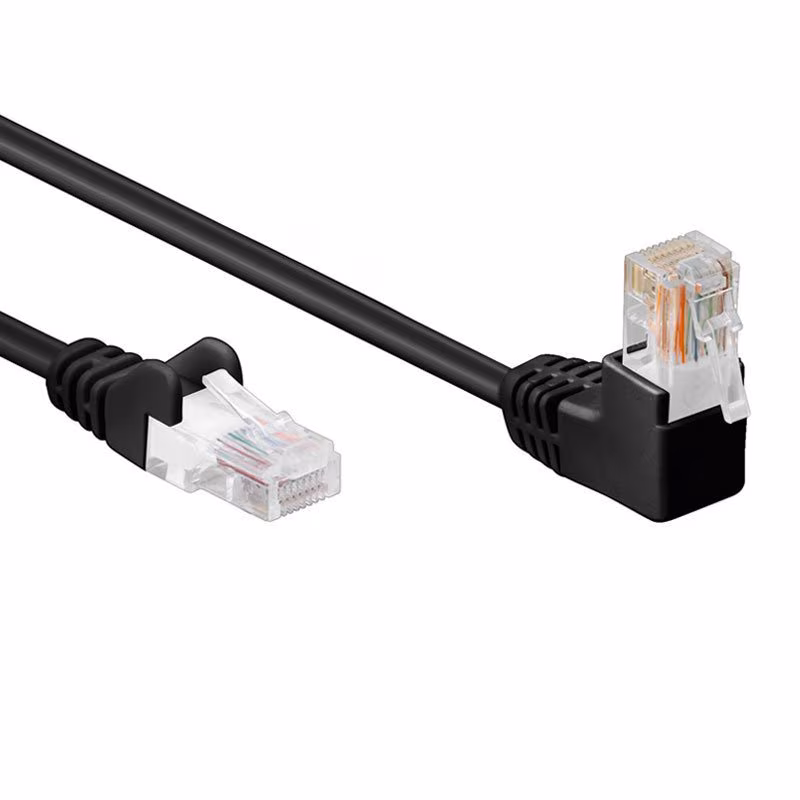 UTP CAT5e Gigabit Netwerkkabel - 1 kant haaks - CCA - 0,25 meter - Zwart