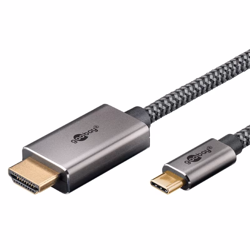 USB-C naar HDMI kabel - 4K 60Hz - Pro - 2 meter - Zwart/Zilver - Afbeelding 2
