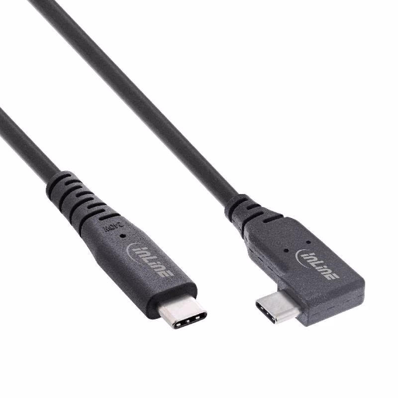 InLine USB-C Kabel - USB4 - Een kant haaks - 240W PD - 1,5 meter - Zwart