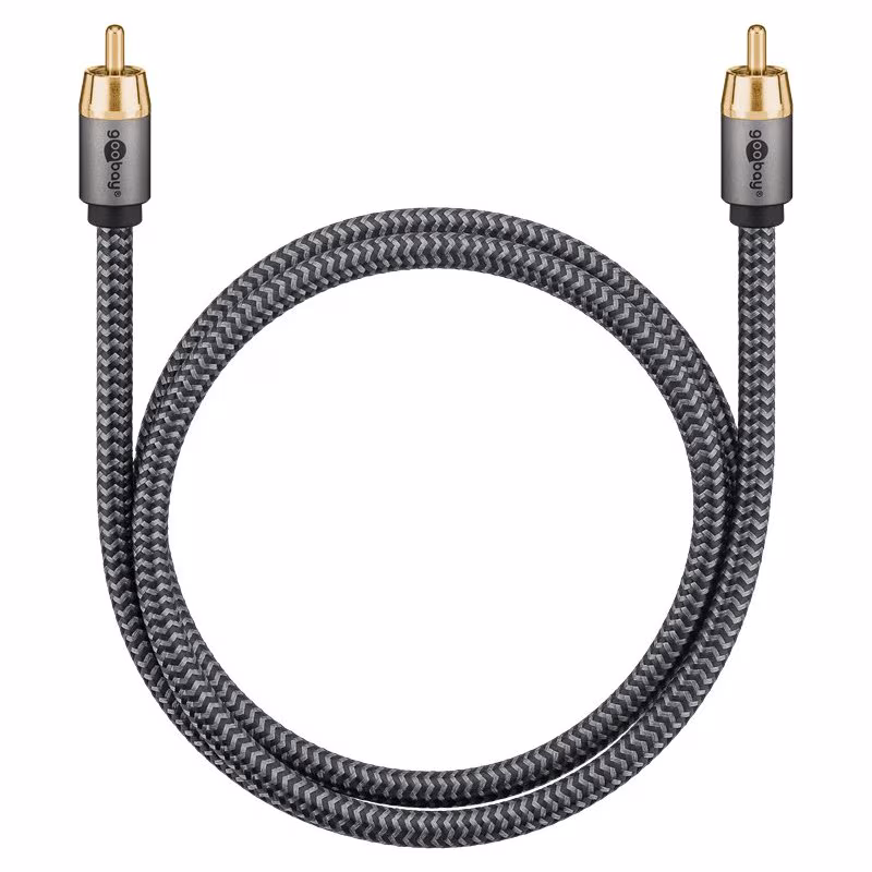 Digitale Coax Audiokabel - Verguld - Premium - Nylon Sleeve - 10 meter - Zwart/Grijs - Afbeelding 2