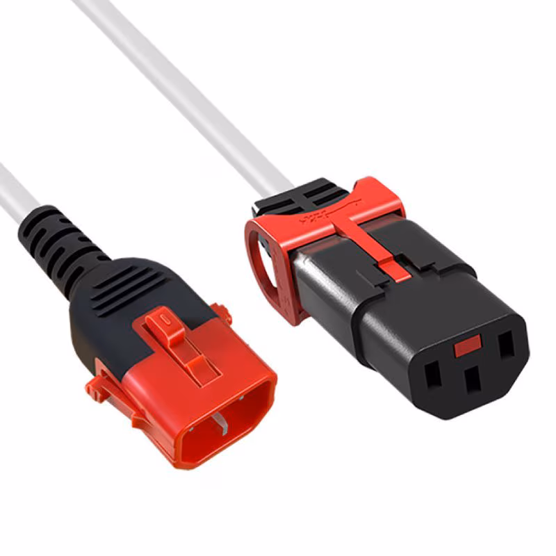 C13 - C14 Verlengkabel - Dual IEC Lock - 3 x 1mm2 - 3 meter - Wit