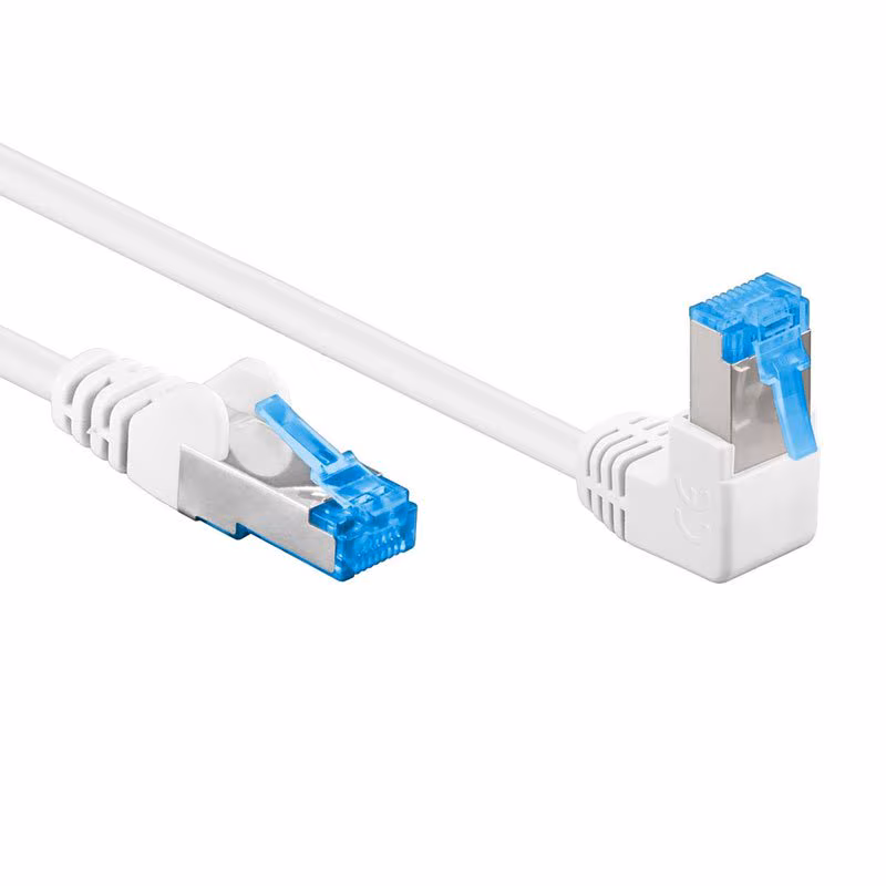 S/FTP CAT6A 10 Gigabit Netwerkkabel - 1 kant haaks - CU - LSZH - 1 meter - Wit