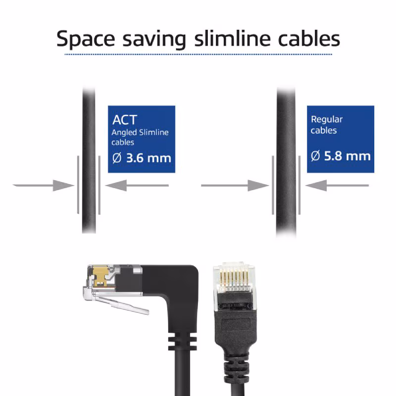 UTP CAT6A Slimline 10 Gigabit Netwerkkabel - 1 kant haaks naar onder - CU - 2 meter - Zwart - Afbeelding 4