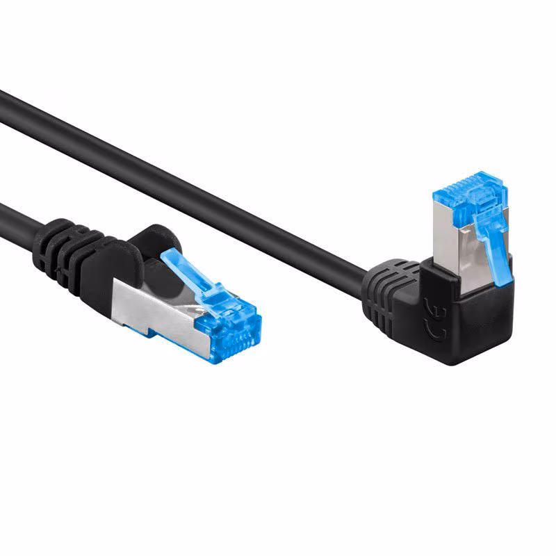 S/FTP CAT6A 10 Gigabit Netwerkkabel - 1 kant haaks - CU - LSZH - 3 meter - Zwart