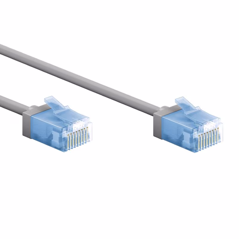 UTP CAT6A Slimline 10 Gigabit Netwerkkabel - CU - Ultraflex - 15 meter - Grijs