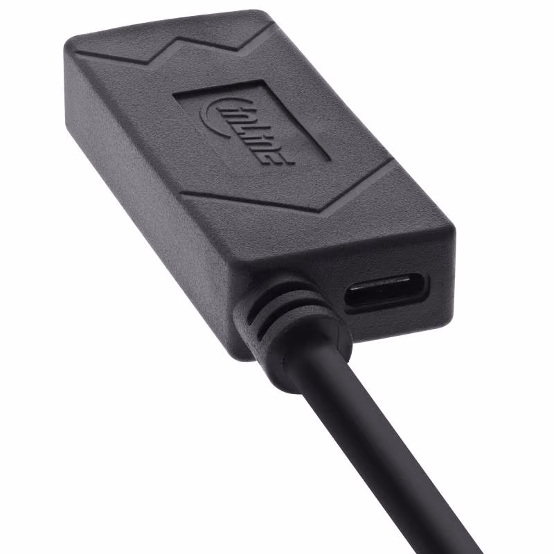 InLine Actieve USB Verlengkabel - USB 2.0 - USB-C (v) voor extra voeding - 20 meter - Zwart - Afbeelding 2